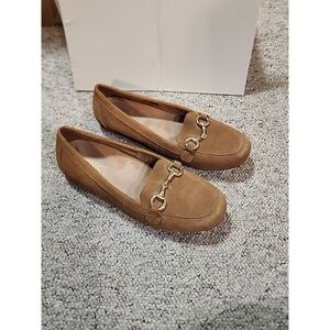 Vionic Tan Loafers with Gold Accents